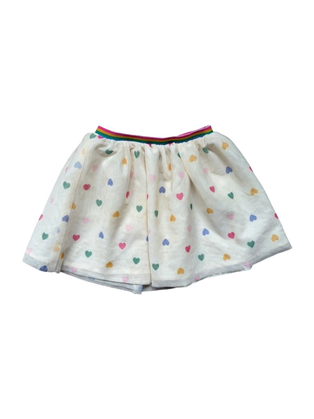 Old Navy Girls 4T Heart Print Tulle Tutu Skirt Rainbow Waistband